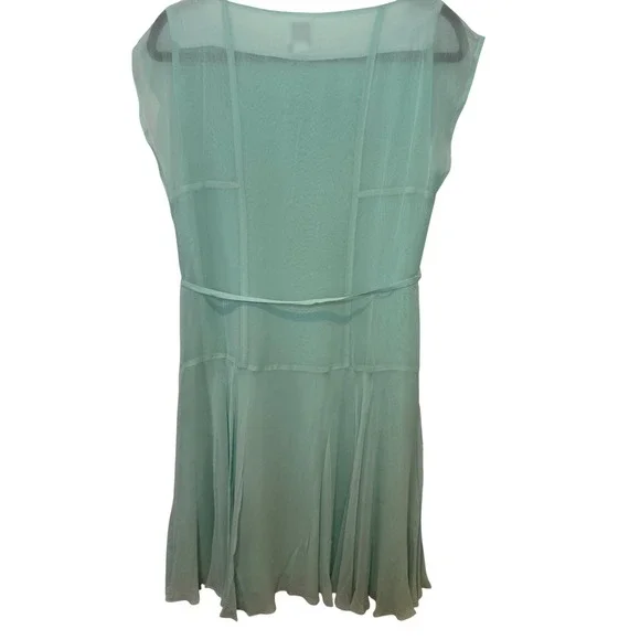 REISS Mint Pistachio Green Silk Cap Sleeve Midi Dress Belted Sheer Overlay  Sz 8 - www.disolcolor.com